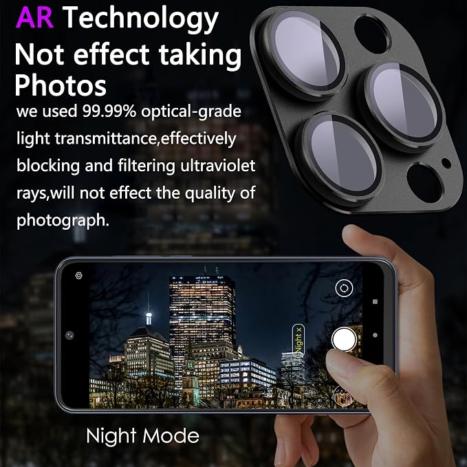 2 Pack Camera Lens Protector for iPhone 16 Pro/iPhone 16 Pro Max, AR Tempered - Image 3