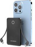6000mah Ultra Slim Built in Cables Power Bank, Card Size Built in USB C Cords by MIISSO
