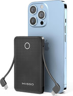 6000mah Ultra Slim Built in Cables Power Bank, Card Size Built in USB C Cords by MIISSO