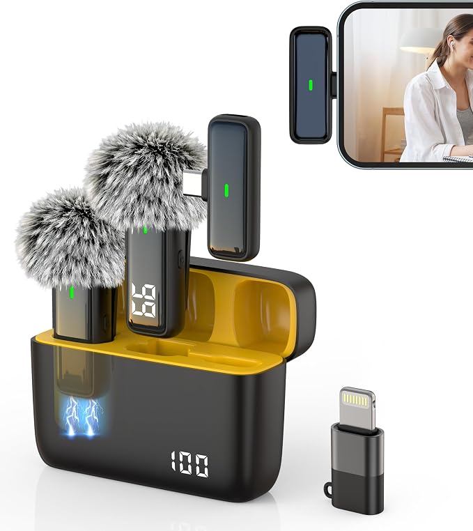 Wireless Microphone for iPhone Android Lav Mic USB C Lavalier Microphone Type C by NPTCL