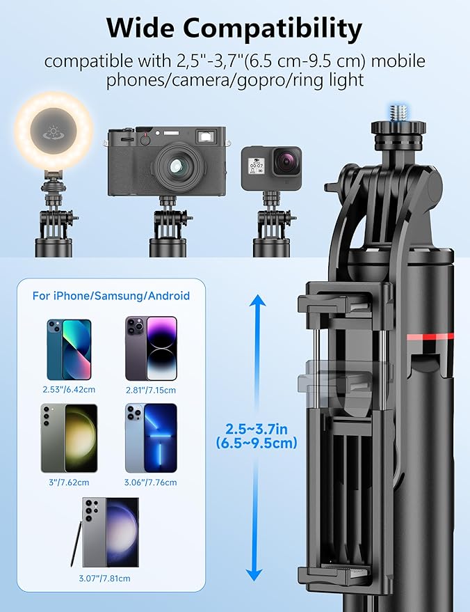 70'' Automatic Tripod, Extendable Selfie Stick Phone - Image 6
