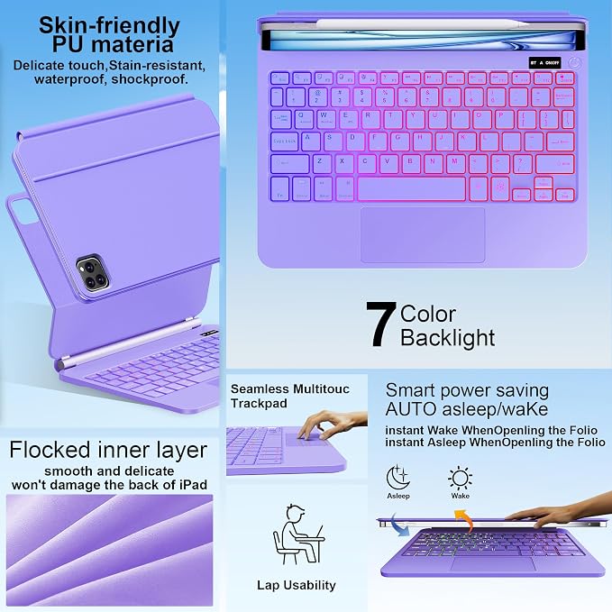 Keyboard Case for iPad Air 13 inch, iPad Pro 12.9 inch，Magic-Style Magnetic – - Image 5