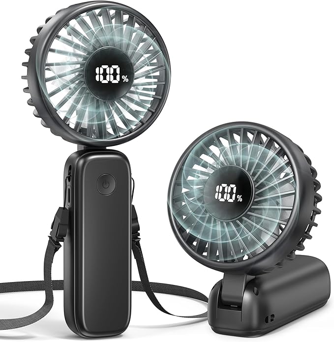 Portable Handheld Fan, 5000mAh Rechargeable Battery, Max 15H Cooling, 4 Speeds by COMLIFE
