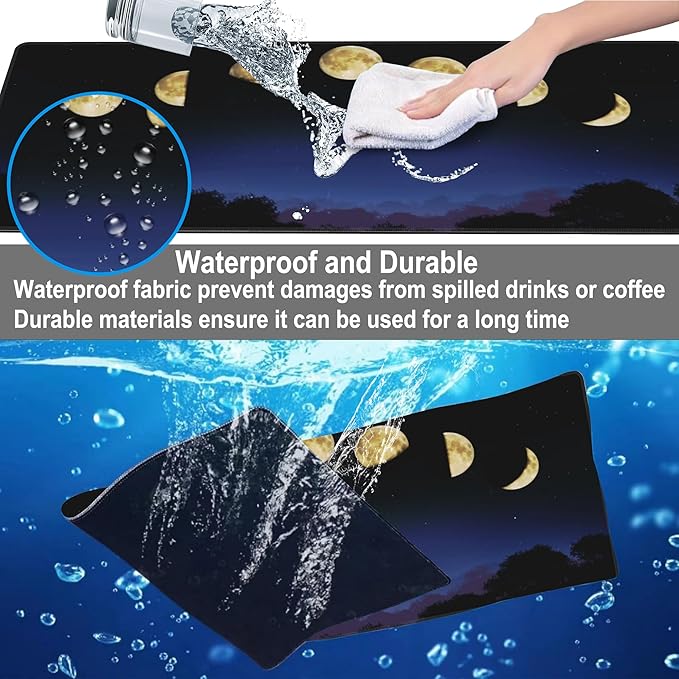 Mouse Pad, Large Moon Phase and Forest Desk Mat, Extended Non-Slip Gaming - Image 4