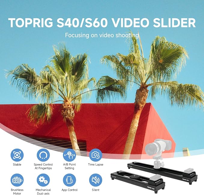 Accsoon Motorized Camera Slider, Adjustable 16''/40 cm Bluetooth Video Slider - Image 2