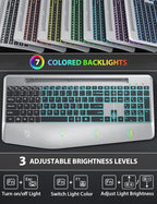 Wireless Keyboard and Mouse Backlits, Wrist Rest, LED Mouse, Rechargeable - Image 2