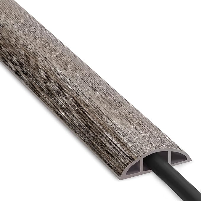 Floor Cord Cover 10ft, Cord Hider Floor Gray Wood, Cable Management Prevent by ZhiYo