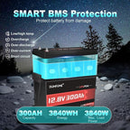 2 Packs 12V 300Ah Lithium LiFePO4 Battery, 200A BMS 3840WH Rechargeable Lithium - Image 3