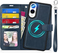 TUCCH Case Wallet for Galaxy S25 Edge, 2 in 1 Magnetic PU Leather Wrist Strap by TUCCH