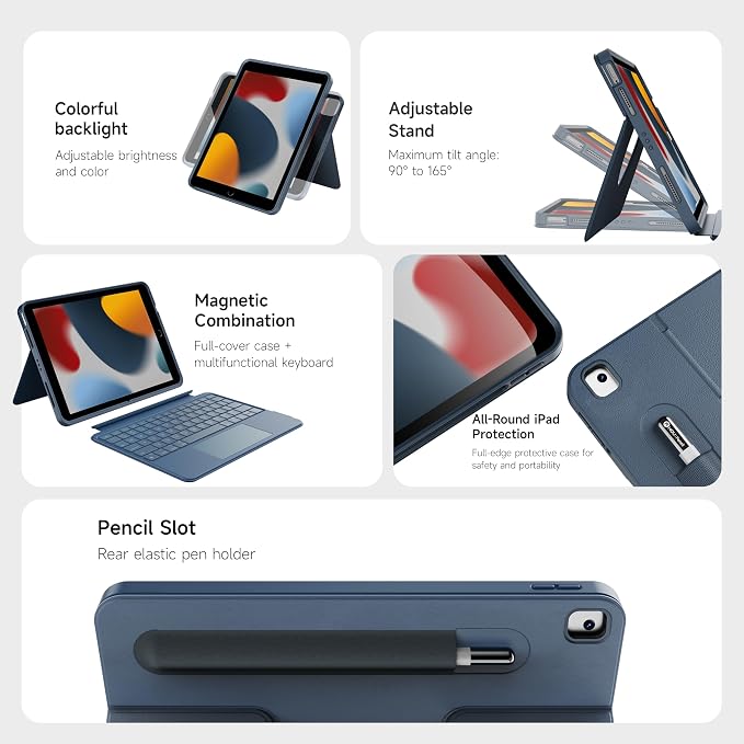 HOU Combo Keyboard Case for iPad 9th Generation/8th Gen/7th Gen/iPad Air 3/Pro - Image 3