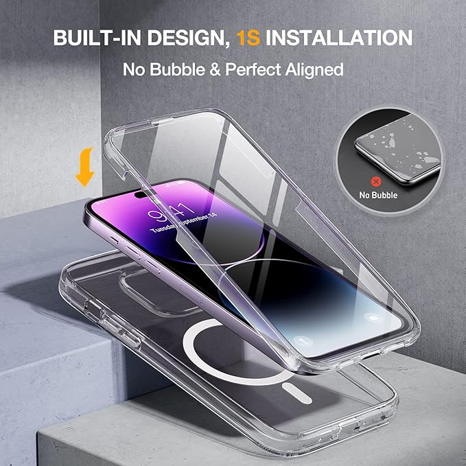 Miracase Magnetic for iPhone 14 Pro Case 6.1 inch, Upgrade Full-Body Clear - Image 3