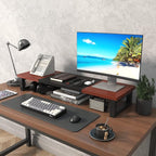 WESTREE Dual Monitor Stand Riser, Wood and Steel Monitor Stand Riser, Computer - Image 3