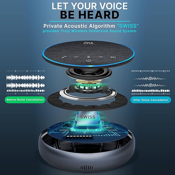 Pyle Portable Conference Speakerphone, 10m Omnidirectional Microphone Coverage - Image 3