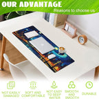 Desk Pad, City Starry Night Desk Mat, Abstract Oil Painting Large Gaming Mouse - Image 4