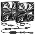 2 Packs AmRunJe 120mm x 25mm USB Cooling Fan 5V Brushless Dual Fan by AmRunJe-CalmDownYourDevice