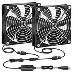 2 Packs AmRunJe 120mm x 25mm USB Cooling Fan 5V Brushless Dual Fan by AmRunJe-CalmDownYourDevice