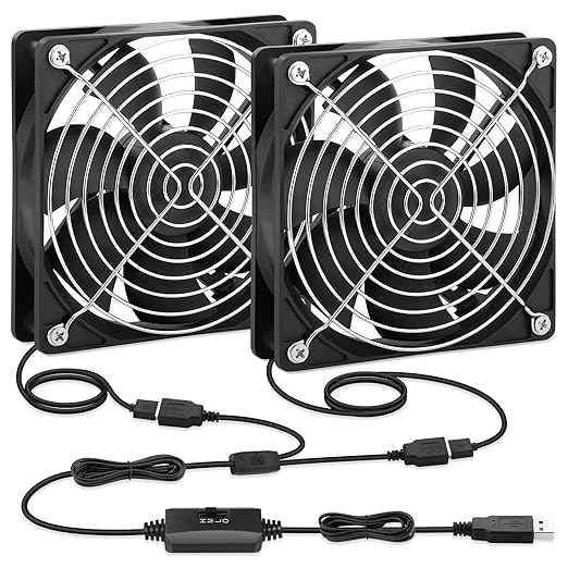 2 Packs AmRunJe 120mm x 25mm USB Cooling Fan 5V Brushless Dual Fan by AmRunJe-CalmDownYourDevice