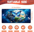 Desk Mat, Earth Surrounded by Flowers Desk Pad, 31.5"x15.7", Extended Big - Image 2