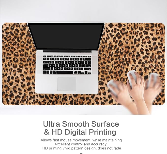 Lokigo Leopard Print Desk Pad, Waterproof Rubber Base Mousepad - Image 5