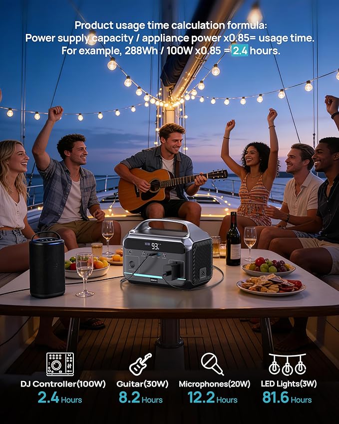 DARAN Portable Power Station 600W, 288Wh Solar Generator LiFePO4 Battery - Image 7