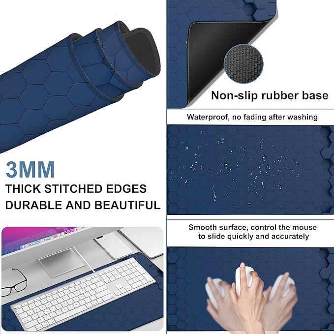Large Mouse Pad Hexagon Style Gaming Desk Pad Computer Keyboard Non-Slip - Image 2
