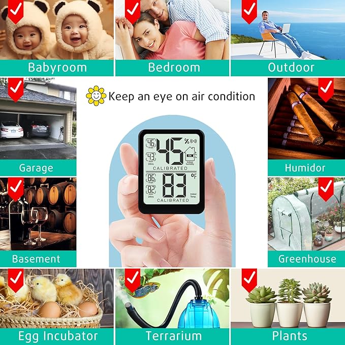 Antonki Room Thermometer, Digital Small Hygrometer Indoor Thermometer Humidity - Image 4