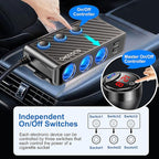 Cigarette Lighter Adapter, 222W 3 Socket Car Cigarette Lighter Plug USB Charger - Image 4
