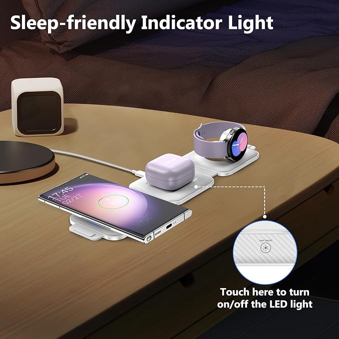 Travel Charger for Samsung Multi Devices, Foldable 3 in 1 Wireless Charging - Image 5