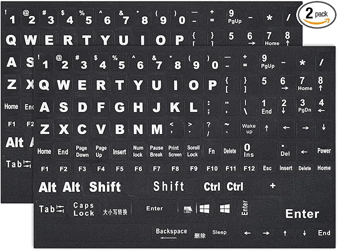 2PCS English Keyboard Stickers Replacement Letters, Full Size Big Letter QWERTY by CaseBuy