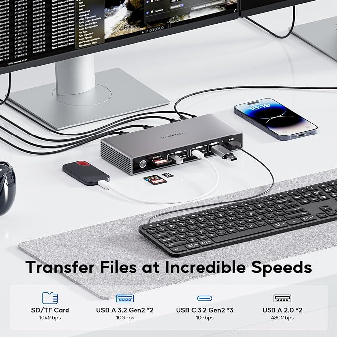 Displaylink Docking Station, PULWTOP USB C DisplayLink Dock Triple Displays - Image 5