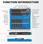 Professional Audio Mixer, 6 Channel, Input 48V Phantom Power Stereo Digital USB - Image 7