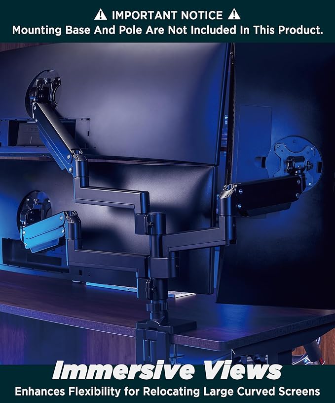 Heavy Duty Extension Arm Dual 49" Vertical Stacked Monitor Mount Height - Image 5