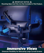 Heavy Duty Extension Arm Dual 49" Vertical Stacked Monitor Mount Height - Image 5