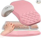 2-in-1 Ergonomic Set, Wave Keyboard Wrist Rest and Massage Slope Mouse Pad by Gleamtide