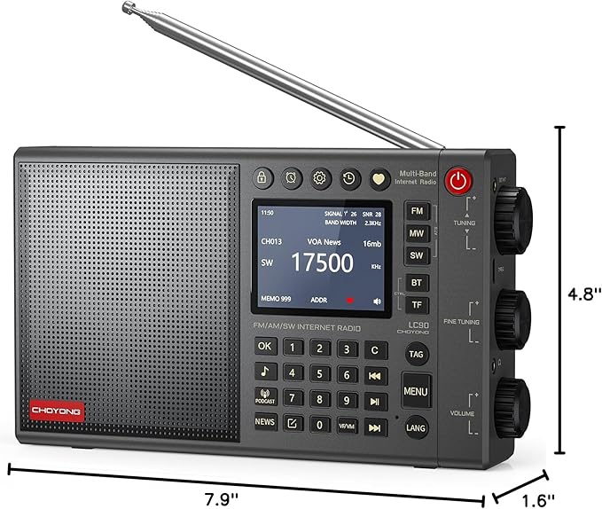 CHOYONG LC90 Wi-Fi/4G Internet Radio, Portable FM/LW/MW/SW Radio - Image 9