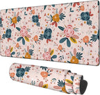 Gaming Desk Pad Large Extra Length Hand Drawn Floral Mouse Pad Keyboard Laptop by Unknown