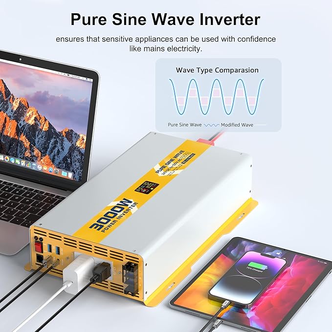 XWJNE 3000W Pure Sine Wave Power Inverter 24V DC to 120V GFCI AC Converter - Image 6