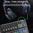 6 Channel Audio Mixer, Professional DJ Mixer Board Sound Music Mixing Console - Image 7