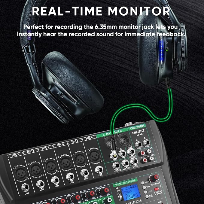 6 Channel Audio Mixer, Professional DJ Mixer Board Sound Music Mixing Console - Image 7