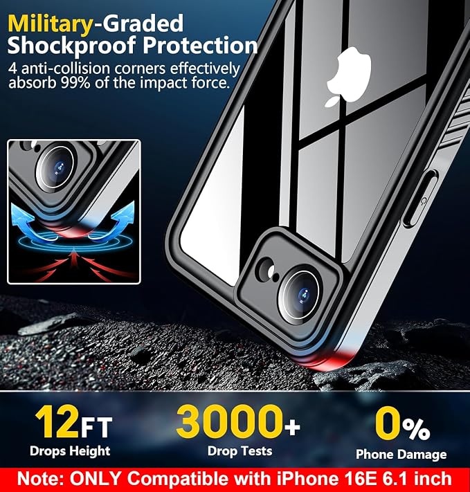 SPIDERCASE for iPhone 16e Case Waterproof, Built-in Screen & Camera Lens - Image 5