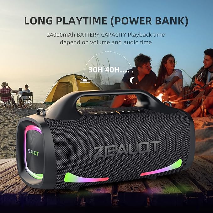 ZEALOT Bluetooth Speaker, 110W Peak Booming Sound Speakers Wireless, Dual - Image 4