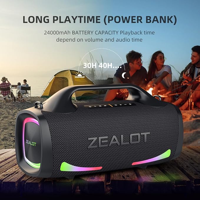 ZEALOT Bluetooth Speaker, 110W Peak Booming Sound Speakers Wireless, Dual - Image 2