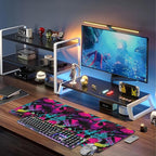 Abstract Grunge Elements Desk Mat, Large Neon Color Patterns Gaming Keyboard - Image 6