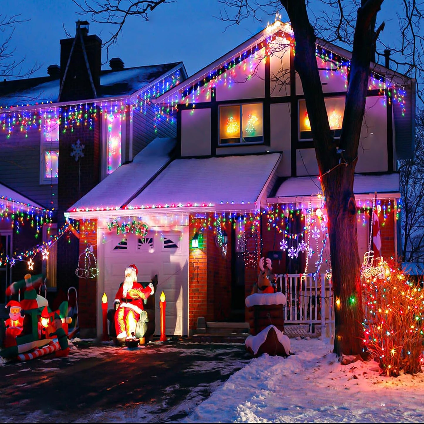 Icicle lights Outdoor - 66ft Christmas Lights with 640LED 120 Drops 8 Modes, Plug in Curtain String Lights Waterproof for Holiday Wedding Party Home Garden Bedroom Indoor Outdoor Decoration,Multicolor