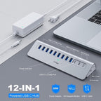 Powered USB Hub 10Gbps, intpw YH9AC 12 Port USB C Hub - Image 2