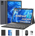 Android 15 Tablet with Keyboard, 16GB（8+8）RAM+256 Storage, 8000mAh Battery by Unknown