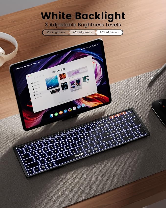 ProtoArc Backlit Foldable Keyboard, XK01 Plus Folding Portable Bluetooth - Image 3