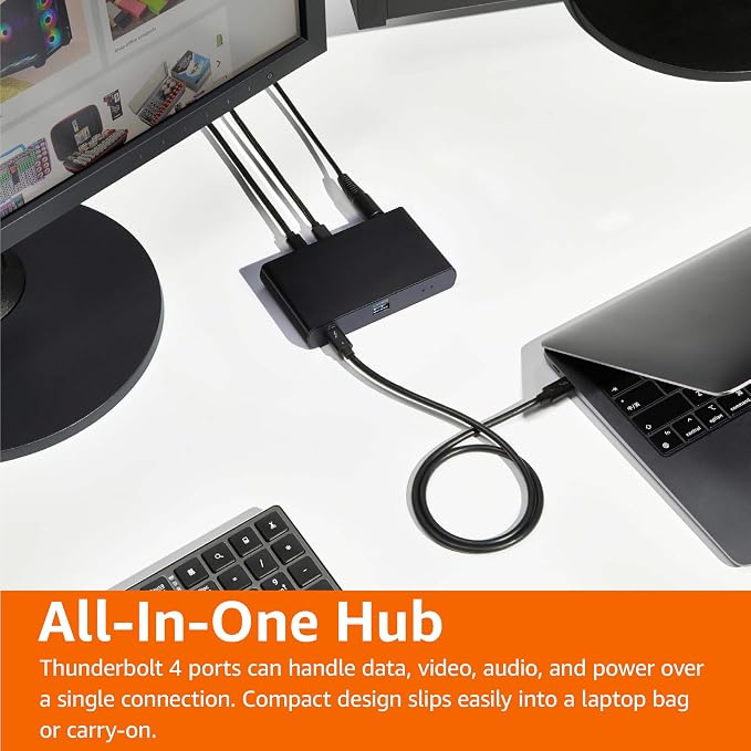 Amazon Basics Thunderbolt4/USB4 Docking Station, 3X Downstream TBT4, 1xUSB A 3.1 - Image 6