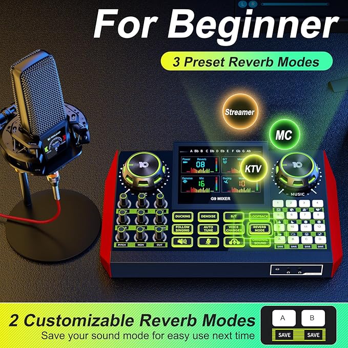 Podcast equipment bundle with live sound card audio mixer, podcast equipment - Image 6