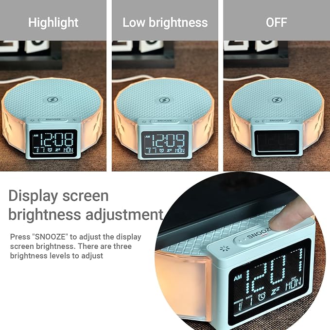 Alarm Clock with Fast Wireless Charging 15W, Digital Alarm Clock Night Lamp - Image 3